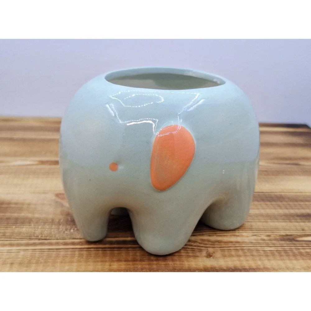 Ceramic Elephant‎ Plant Holder 4 In X 4 In Planter Succulent Pot Cute Home Decor